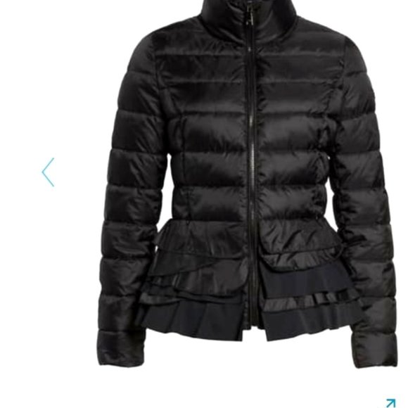 T Tahari Jackets & Blazers - Tahari Black Puffer Jacket with Ruffels M